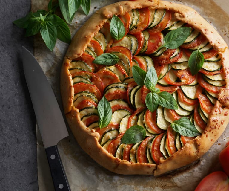 Galette de zapallito italiano y tomate