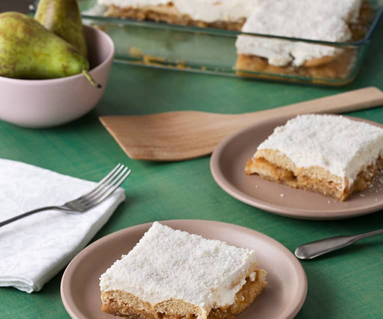 Postre de pera y queso crema