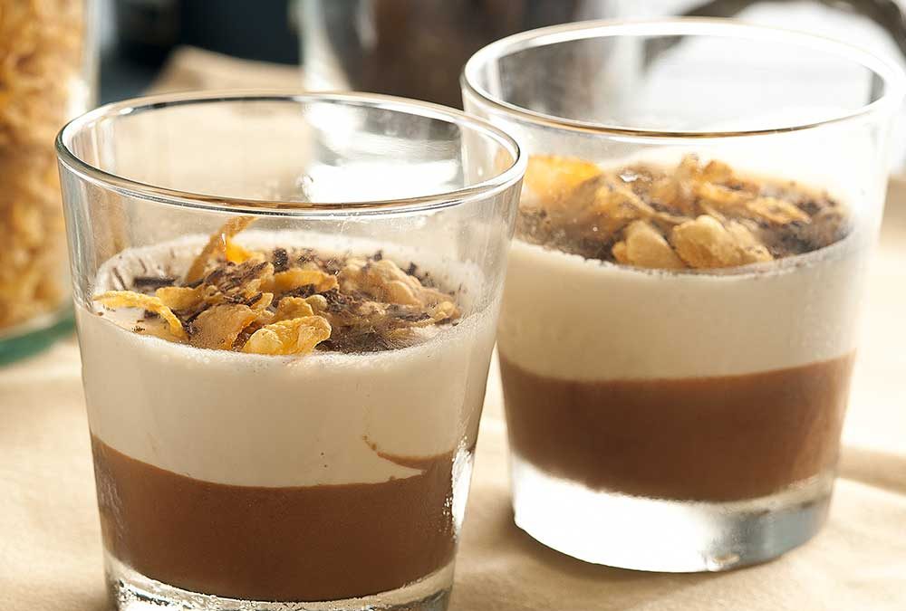 PANNA COTTA BICOLOR DE CHOCOLATE Y CREMA AL WHISKY