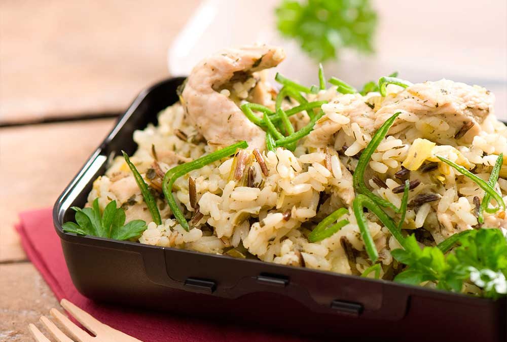 PILAF DE ARROZ CON PAVO Y PUERRO