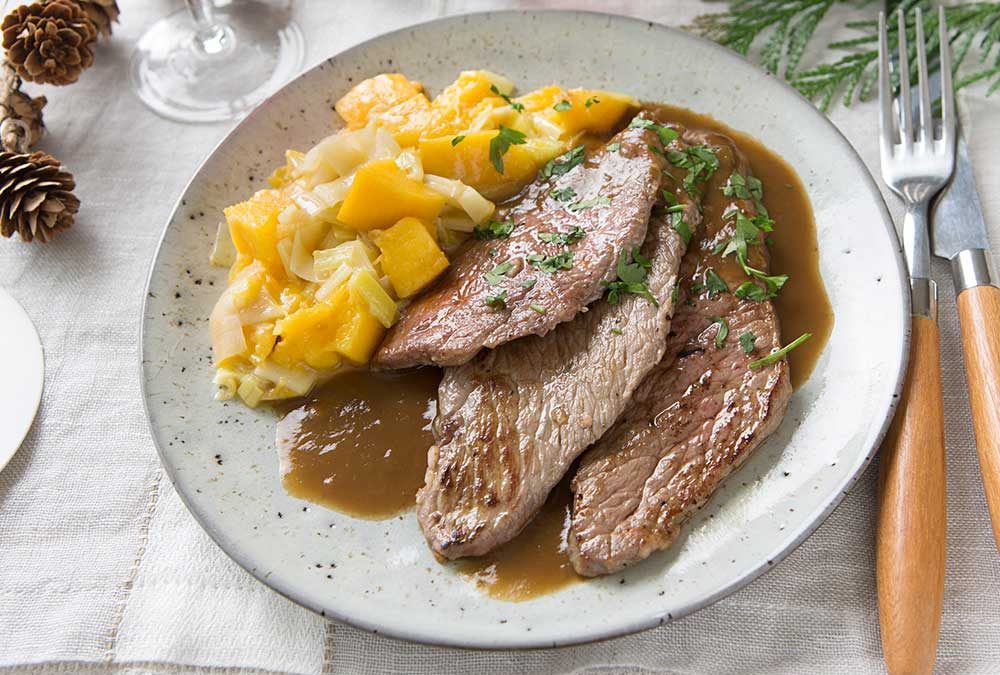 ESCALOPINES CON SALSA DE MANGO