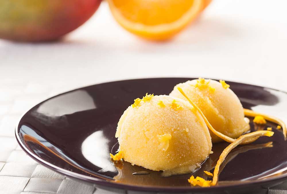 SORBETE DE MANGO Y NARANJA